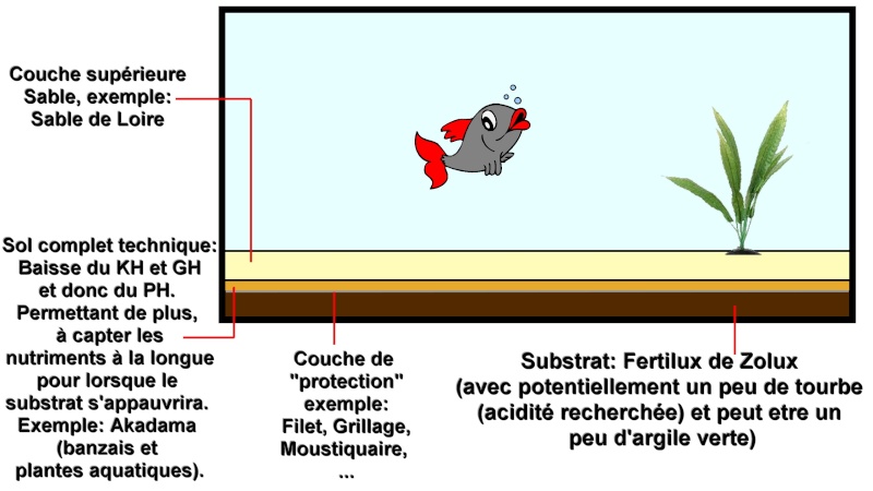 Composition du meilleur choix de sol pour les plantes d'un aquarium